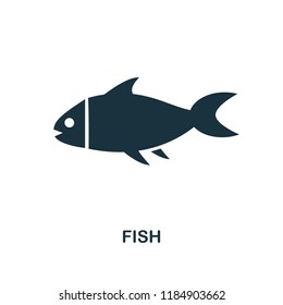 Fish icon. Monochrome style design. UI. Pixel perfect simple pictogram fish icon. Web design, apps, software, print usage.