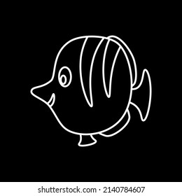 Fish icon on black background. Vector icon of animal.