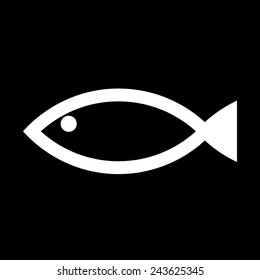 Fish icon on black background. Vector illustration.