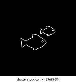 Fish Icon On Black Background