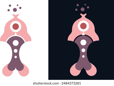 Fish Icon on black and white background in vector format