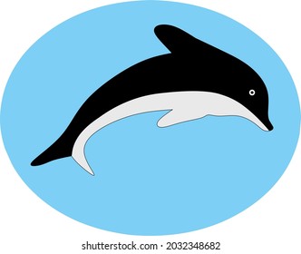 fish icon on blue background, animal vector. suitable for use for children's books