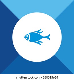 Fish Icon On Blue Background. Eps-10.