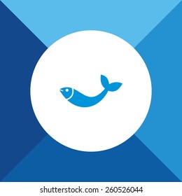 Fish Icon on Blue Background. Eps-10.