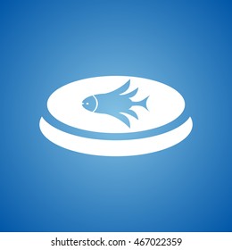 Fish Icon on blue color. 