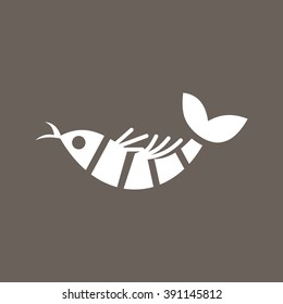 Fish Icon on Dark Gray Color. Eps-10.