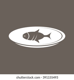 Fish Icon on Dark Gray Color. Eps-10.