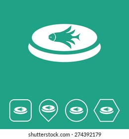 Fish Icon on Flat UI Colors with Different Shapes. Eps-10.