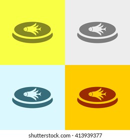 Fish Icon on Four Different Backgrounds. Eps-10.