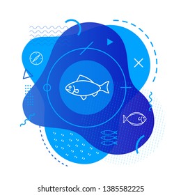 Fish icon on modern background 