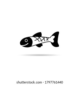 Fischsymbol auf weißem Hintergrund, Vektorgrafik