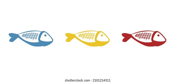 icono de pescado en fondo blanco, ilustración vectorial