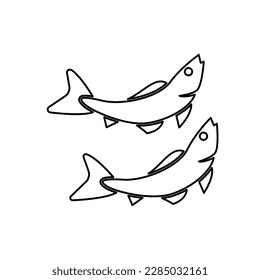fish icon on a white background, vector illustration