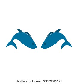 fish icon on a white background, vector illustration