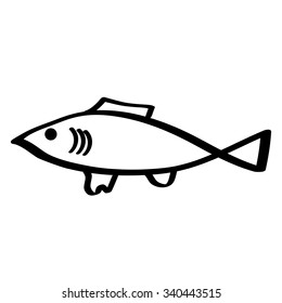 Fish icon on white background. Vector illustration.