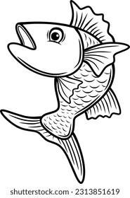 Fish icon in outline design isolated on white background