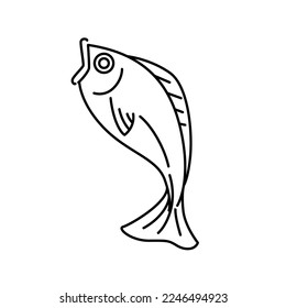 Fish icon outline design vector illustration on white background