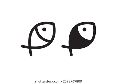Fish Icon in Outline and Solid Styles Vector