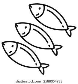 fish icon with outline style
