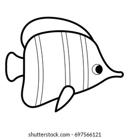 Fish icon in outline style isolated vector illustration