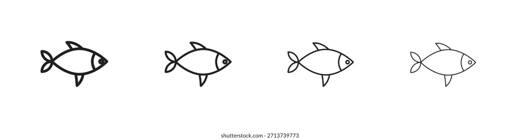 Fish icon outline symbol. Editable Stroke collection.