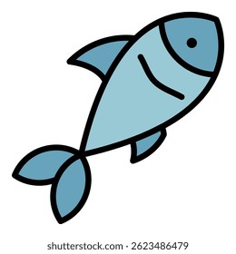Fish icon. Outline fish vector icon color flat isolated