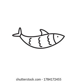 fish icon over white background, line style, vector illustration