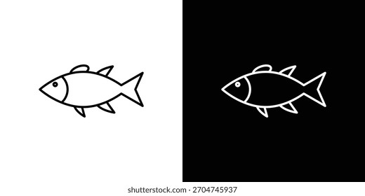 Ícone de peixe pixel perfeito. Símbolo de estrutura de tópicos. Desenho linear simples.