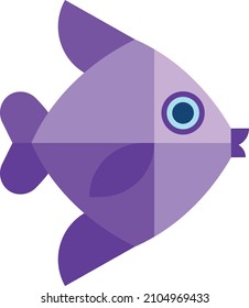 Fish icon. Purple water animal in kawaii style