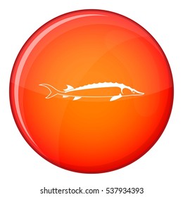 Fish icon in red circle isolated on white background vector illustration