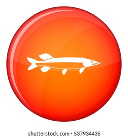 Fish icon in red circle isolated on white background vector illustration