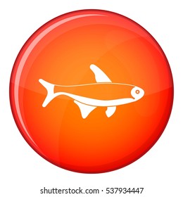 Fish icon in red circle isolated on white background vector illustration