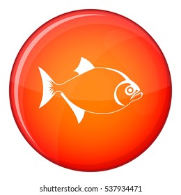 Fish icon in red circle isolated on white background vector illustration