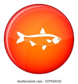 Fish icon in red circle isolated on white background vector illustration