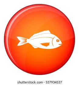 Fish icon in red circle isolated on white background vector illustration