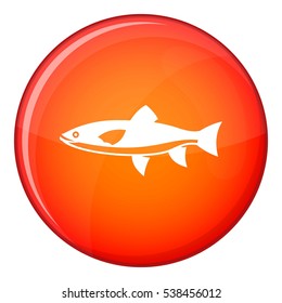 Fish icon in red circle isolated on white background vector illustration