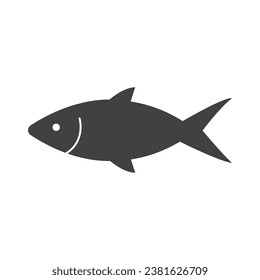 Fish icon, seafood or farm water animal isolated flat design vector illustration on white background.