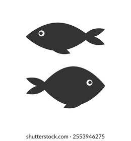 Fish icon, seafood or farm water animal isolated flat design vector illustration on white background.