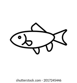 Fish icon. Seafood flat pictogram for web. Line stroke. Isolated on white background. Outline vector eps10