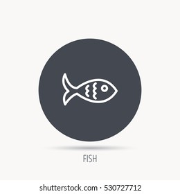 Fish icon. Seafood sign. Vegetarian food symbol. Round web button with flat icon. Vector