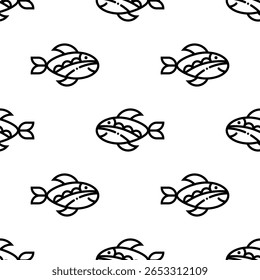 Ícone de peixe Padrão sem emenda, Silhueta de peixe, Aquatic Craniate Animal Vetor Arte Ilustração