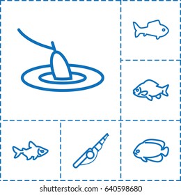 Fish icon. set of 6 fish outline icons such as fish, fishing