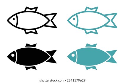 icono de pescado en color negro y azul. 