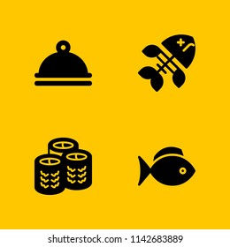 fish icon set. fish bone, food and fish vector icon for graphic design and web