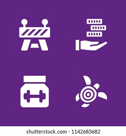 fish icon set. chips, barrier and protein vector icon for graphic design and web