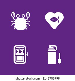 fish icon set. crab, proteins and sardines vector icon for graphic design and web