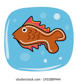 Fish icon set. Cute cartoon kawaii colorful aquarium animals. Baby kids collection. White background. Isolated. Flat design. Vector illustration