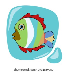 Fish icon set. Cute cartoon kawaii colorful aquarium animals. Baby kids collection. White background. Isolated. Flat design. Vector illustration