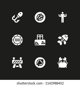 fish icon set. diet, fish bone and crab vector icon for graphic design and web