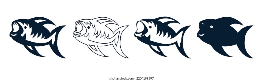 Fish icon set illustration. Illustration icon related to water animals. Simple design editable